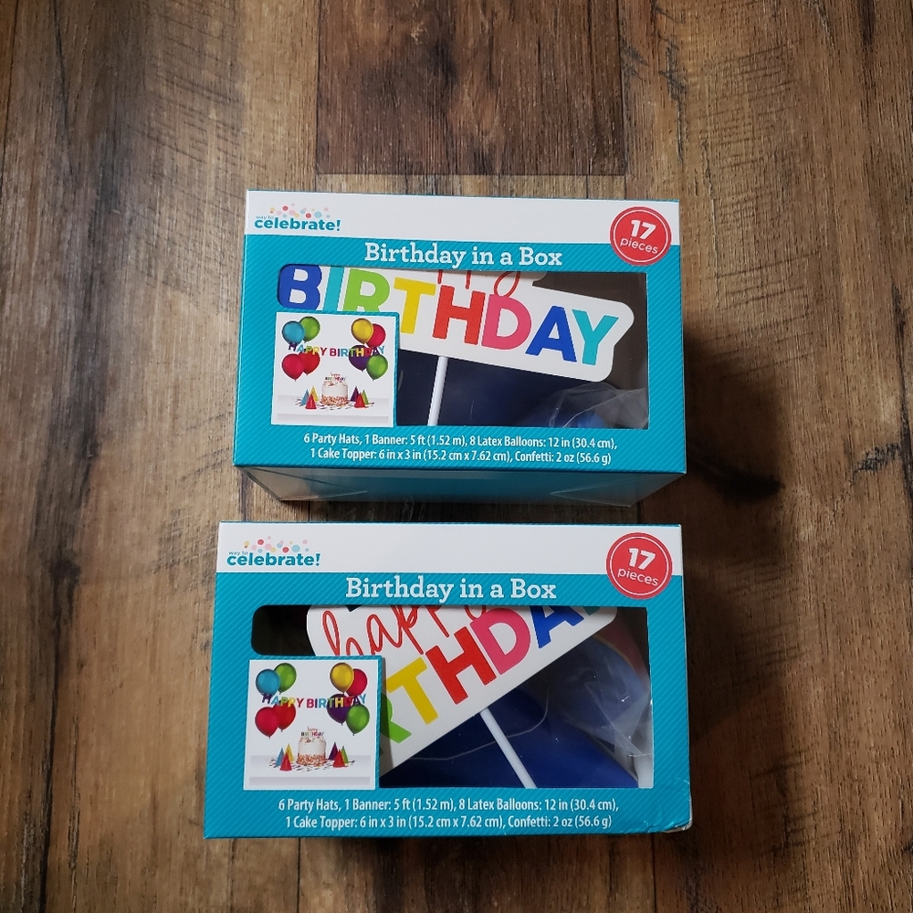 Set Of 2 Birthday in a Box Party Kit - Multicolor